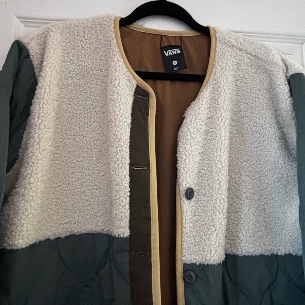 Vans Green and Brown Reversible Sherpa Vest